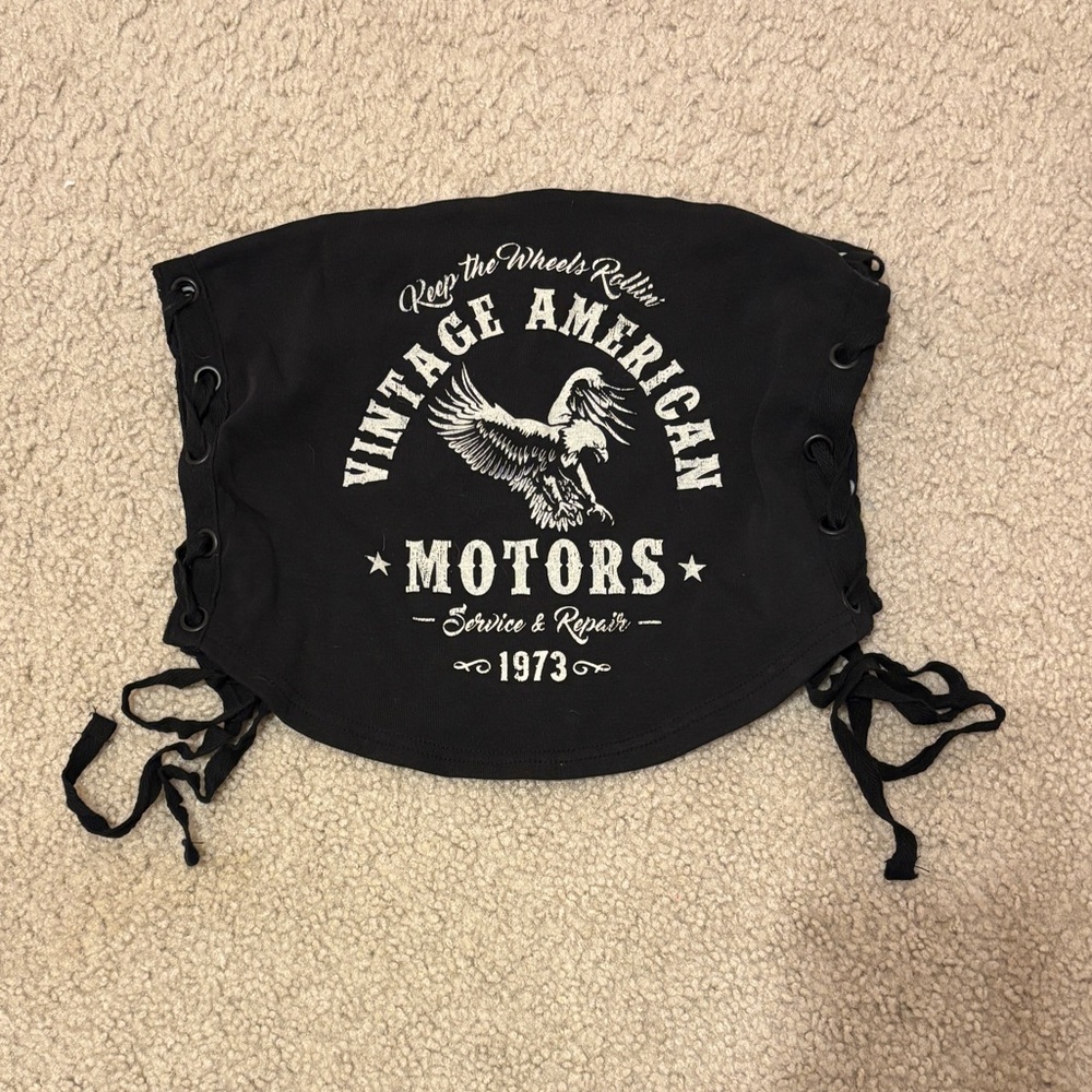 Cotton On Black Vintage American Motors Crop Top